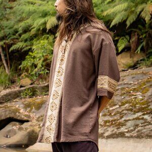 MAHADI Beige Mens Shamanic Top Ceremony by AJJAYA